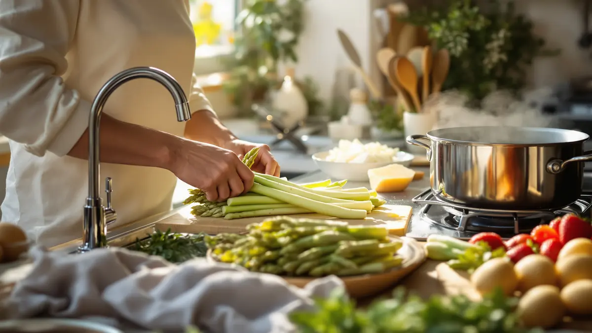 Ik ontdekte dat witte asperges en parmezaansaus een perfect duo vormen: elk voorjaar kan ik het niet laten ze opnieuw te maken.